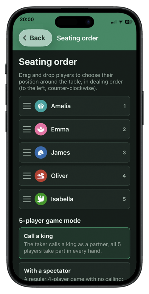screenshot: choosing the rules