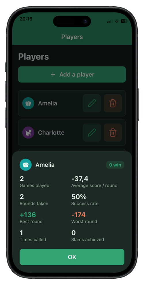 screenshot: player profiles